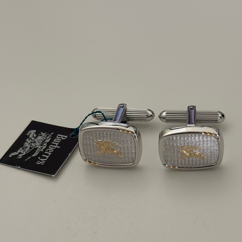 Authentic Burberry Silver Cufflinks with Gold Detail new